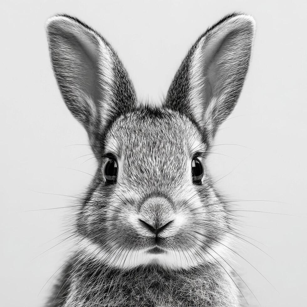 Cute Rabbit Posing on Neutral Background With Bright Eyes and Fuzzy Fur photo