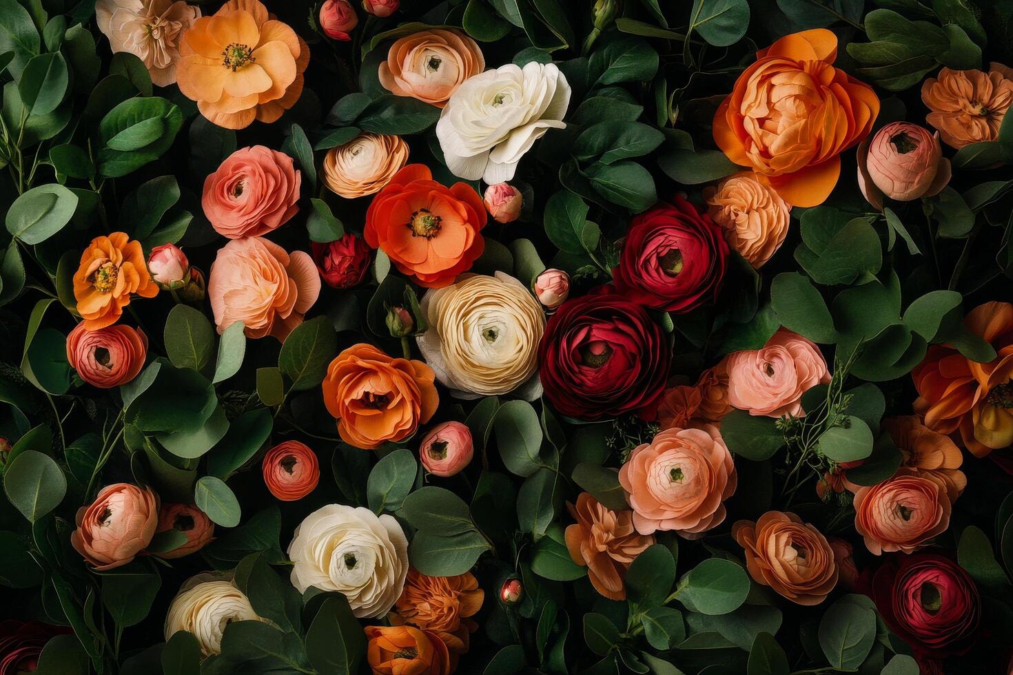 Vibrant Ranunculus Flowers Blooming in a Garden During Springtime. photo