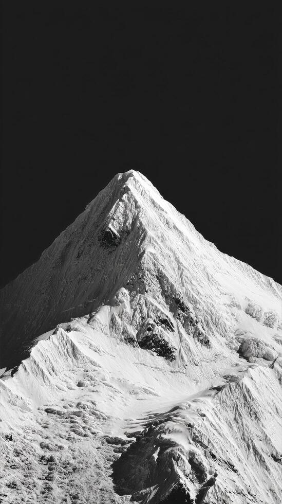 Majestic Snow-Covered Peak Surrounded by Dark Sky at High Altitude During Winter Season photo