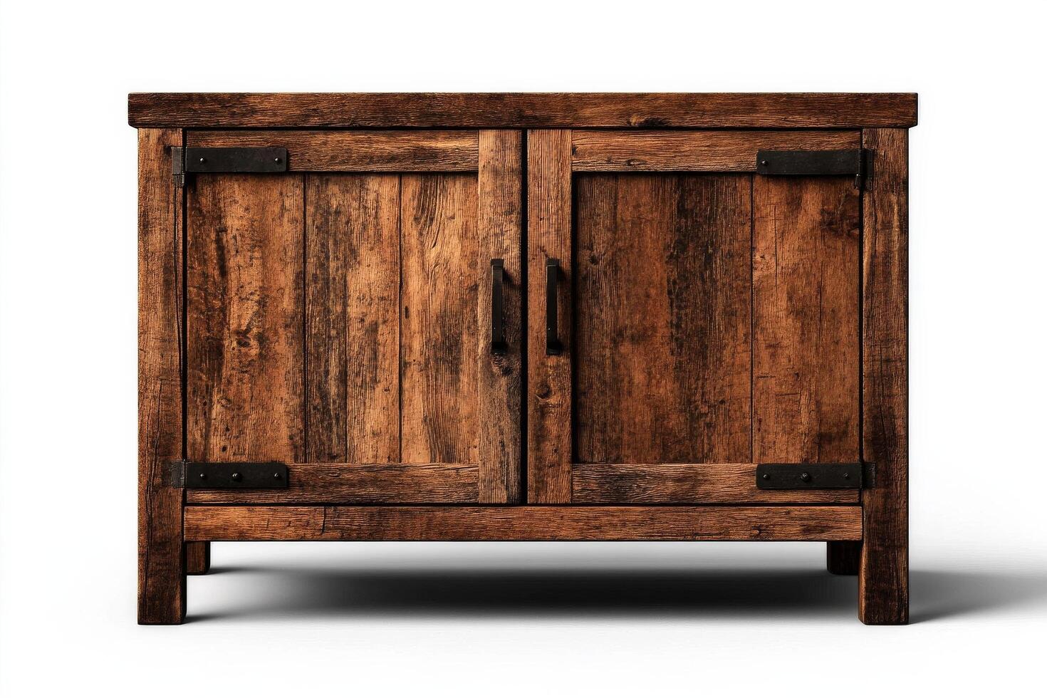 Rustic Wooden Cabinet With Double Doors Situated Indoors photo