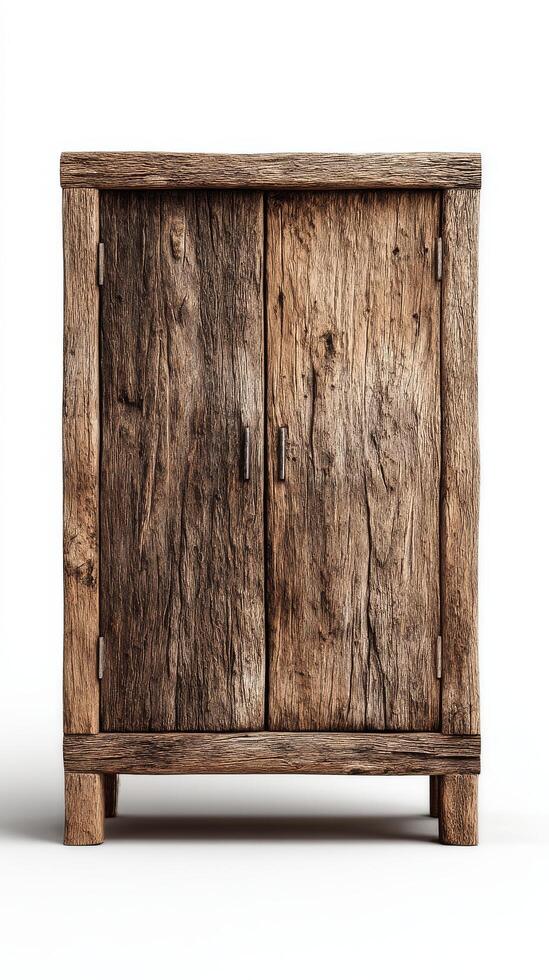 Rustic Wooden Cabinet With Natural Texture and Sturdy Design in a Minimalist Setting photo