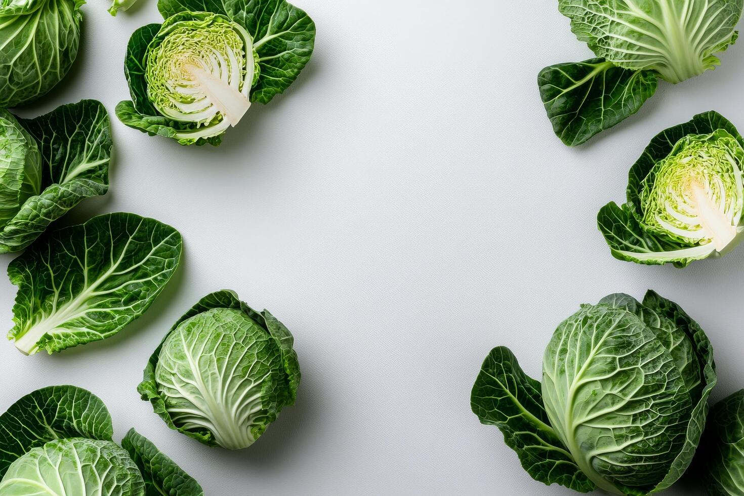 Fresh Green Cabbage Arranged on a White Background for Culinary Presentation and Inspiration photo