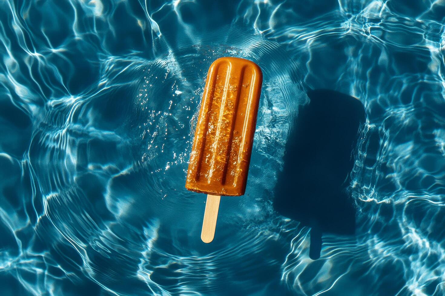 Popsicle Floating in a Pool Creates a Refreshing Summer Vibe on a Sunny Day photo