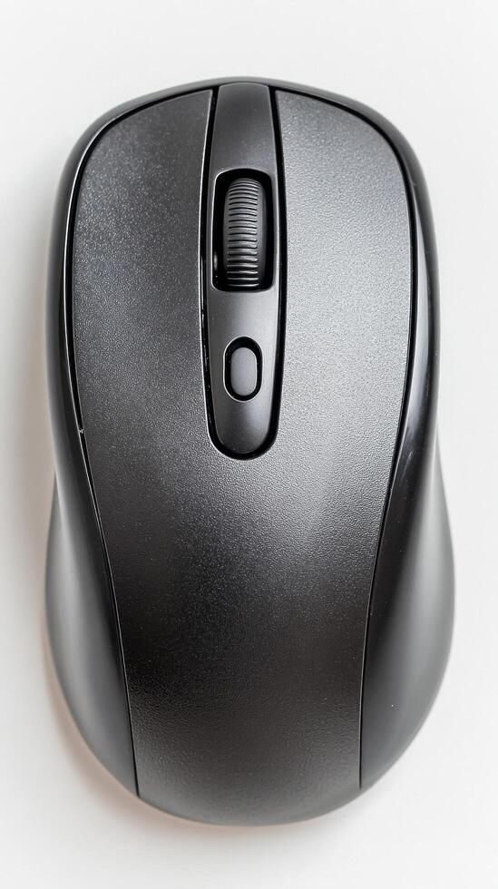 Black Wireless Mouse on a Light Surface Showcasing Ergonomic Design and Functionality photo