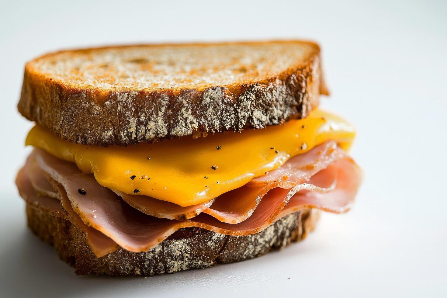 Delicious Ham and Cheese Sandwich on Rustic Bread With Melted Cheddar photo