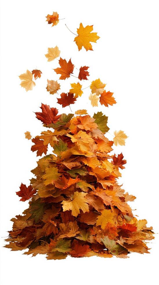Colorful Autumn Leaves Pile up as They Fall From the Air During a Crisp Fall Day photo