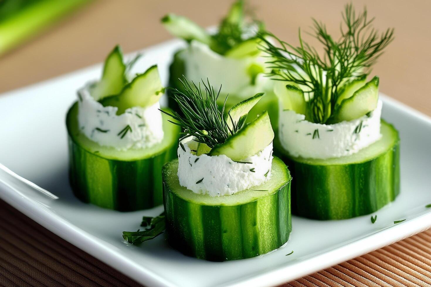 Refreshing Cucumber Bites With Cream Cheese and Herbs for a Healthy Appetizer Platter photo