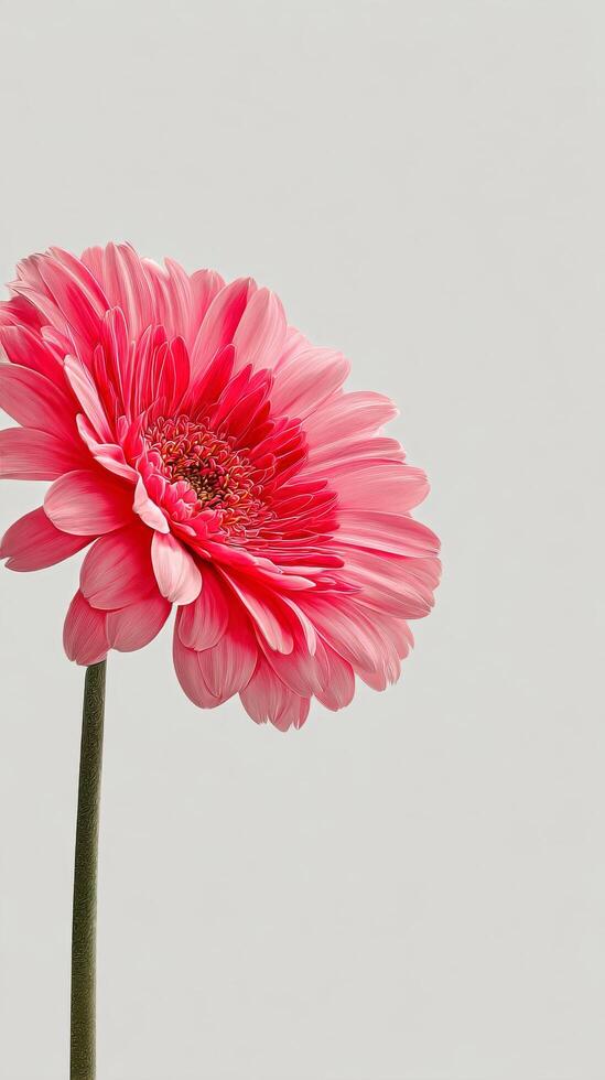 Pink Gerbera Daisy Close-Up on a Simple Background in Natural Lighting photo