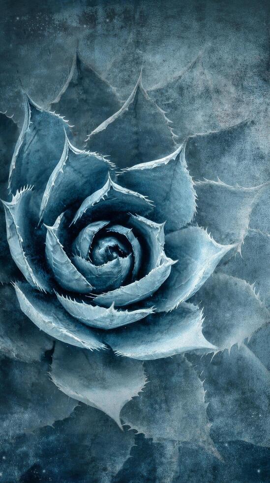 Beautiful Blue Rose With Intricate Details and Textured Background in an Artistic Style photo