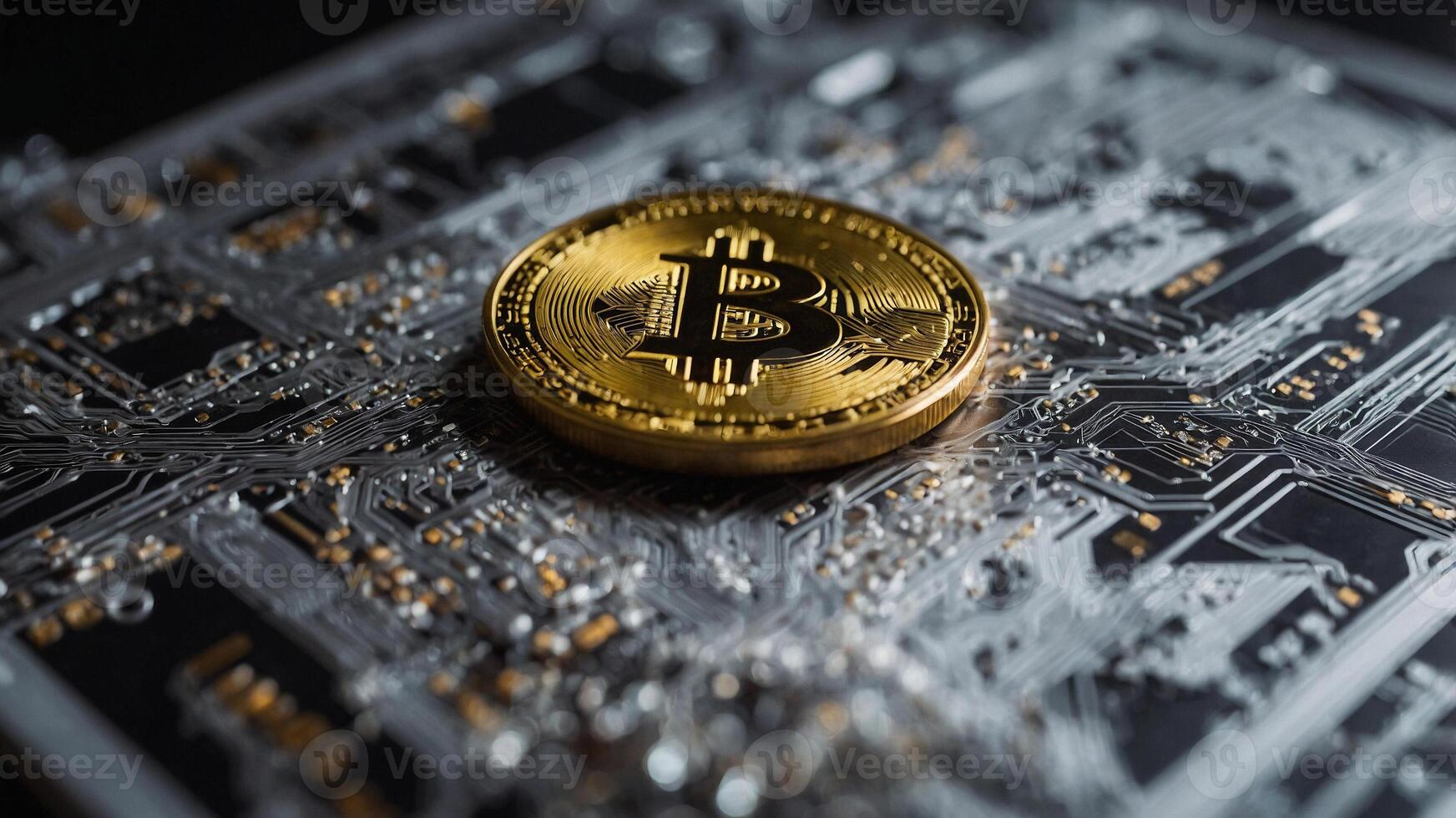 Bitcoin on a circuit board photo