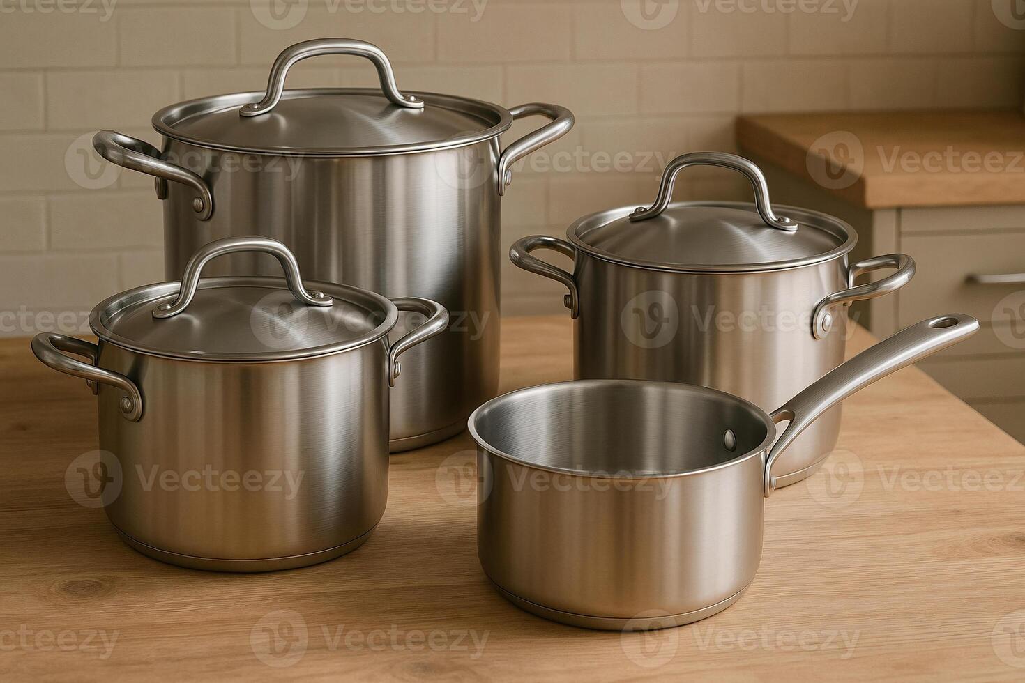 Stainless steel cookware set photo