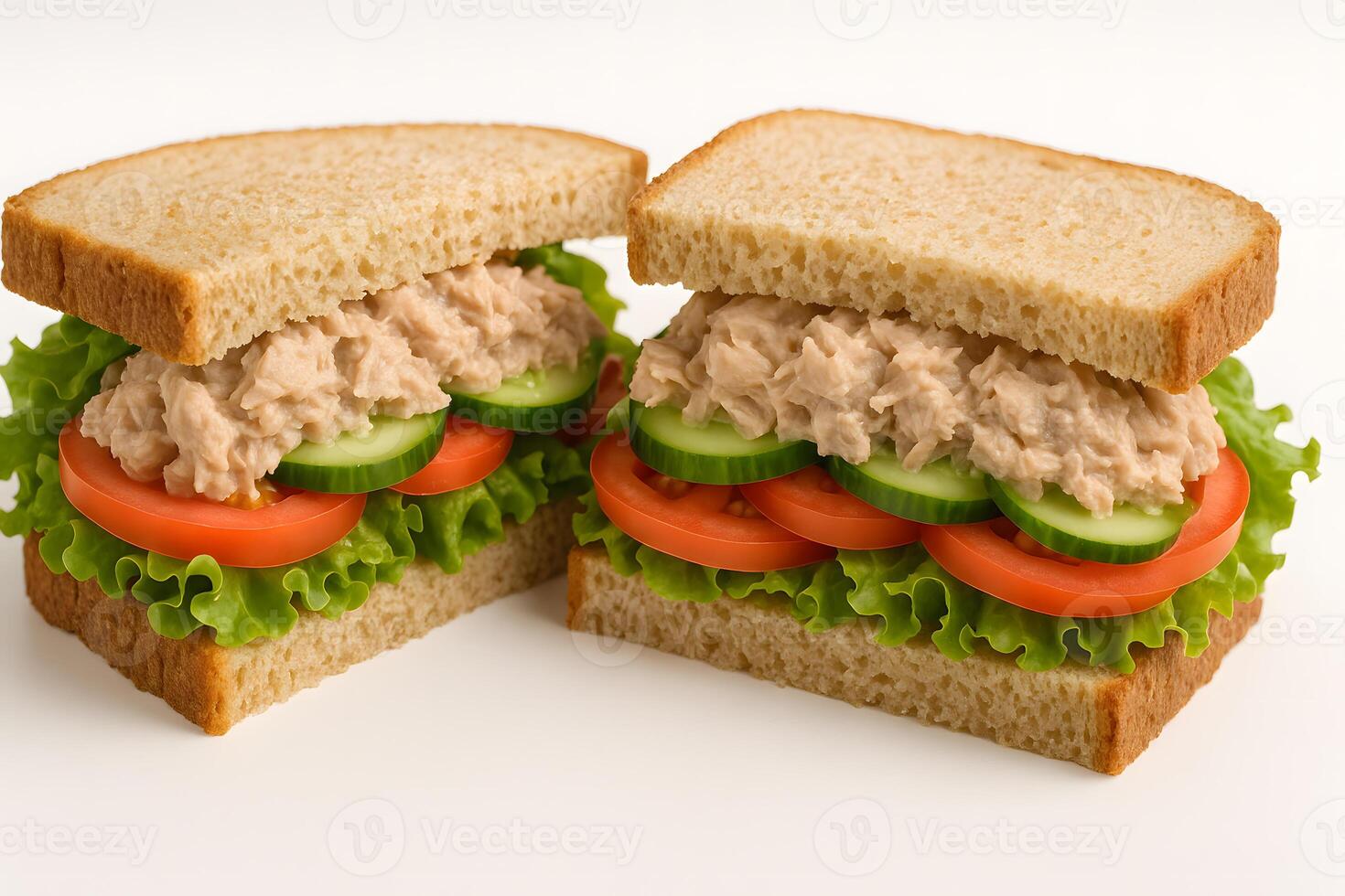 A sandwich with tuna and lettuce on it photo