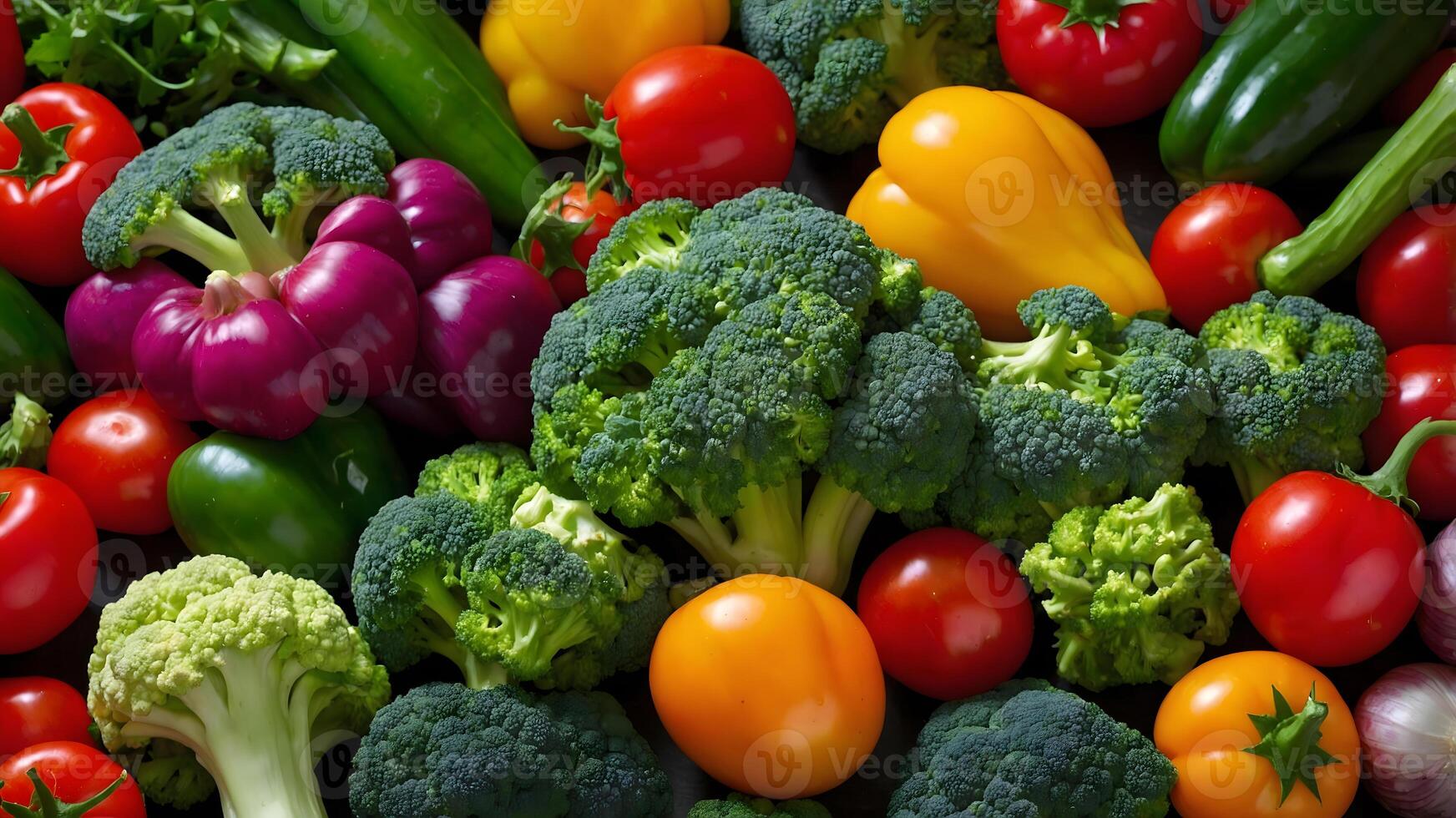 A large group of colorful vegetables are shown photo