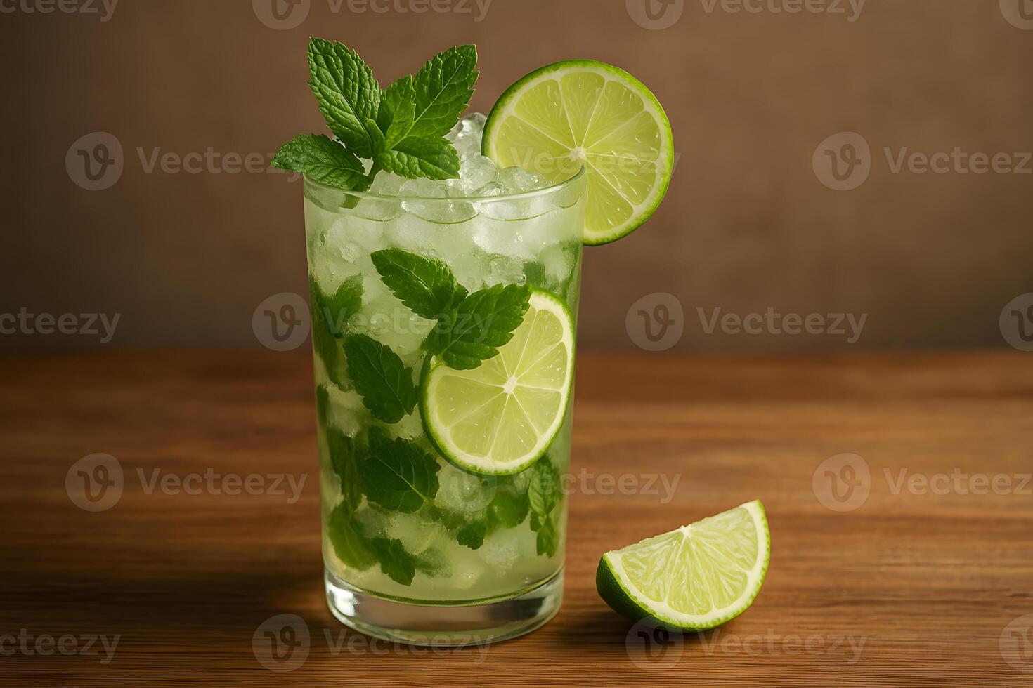 Mojito cocktail with lime and mint photo