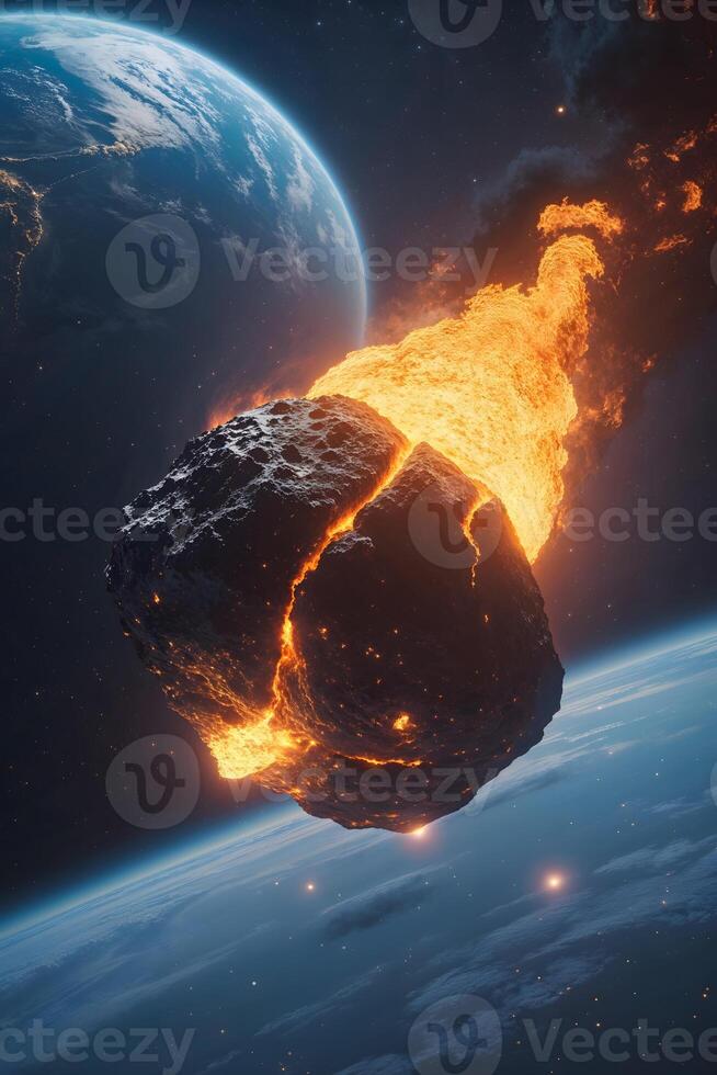 An asteroid is coming towards earth photo