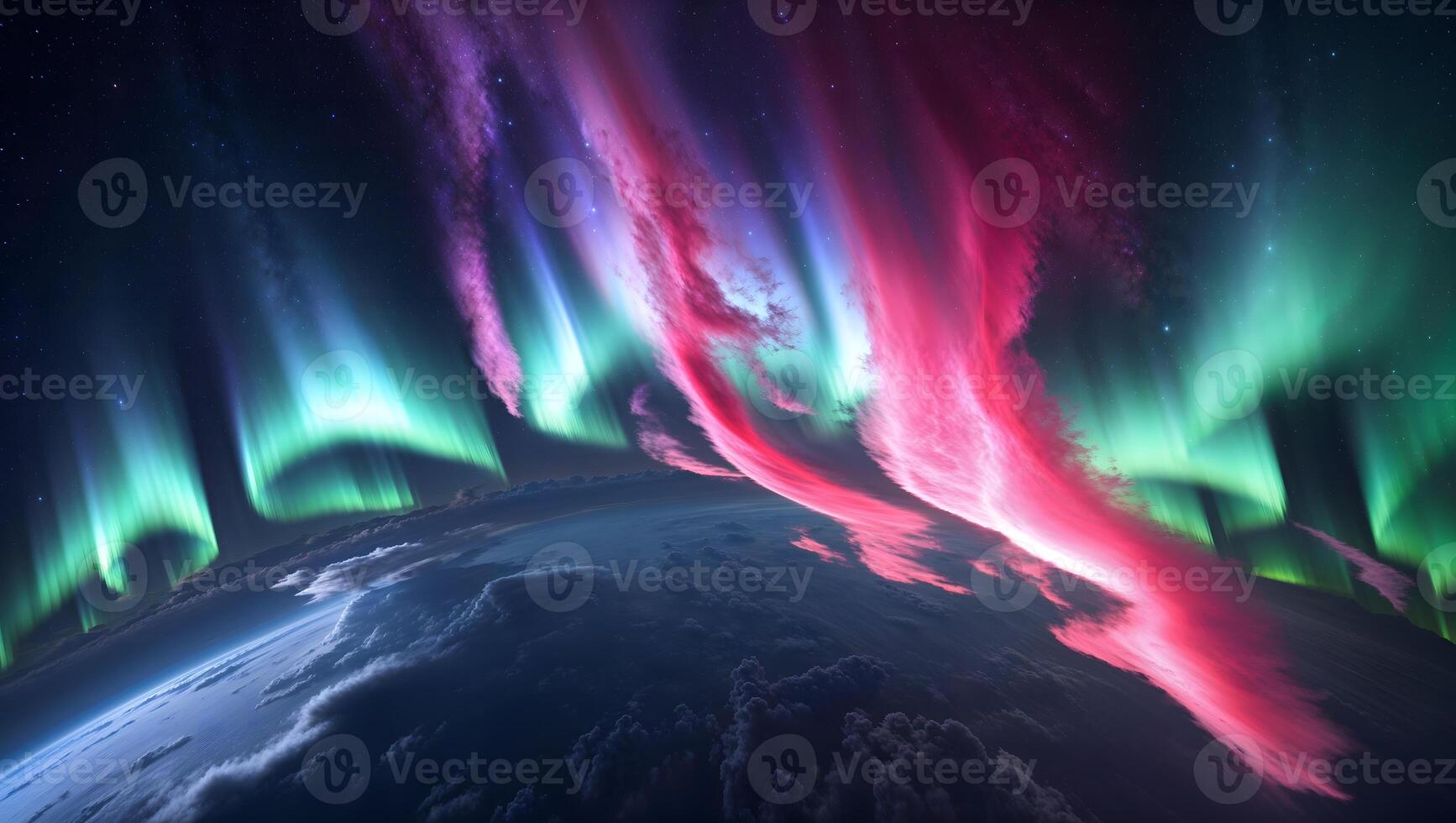 Aurora borealis over the earth photo