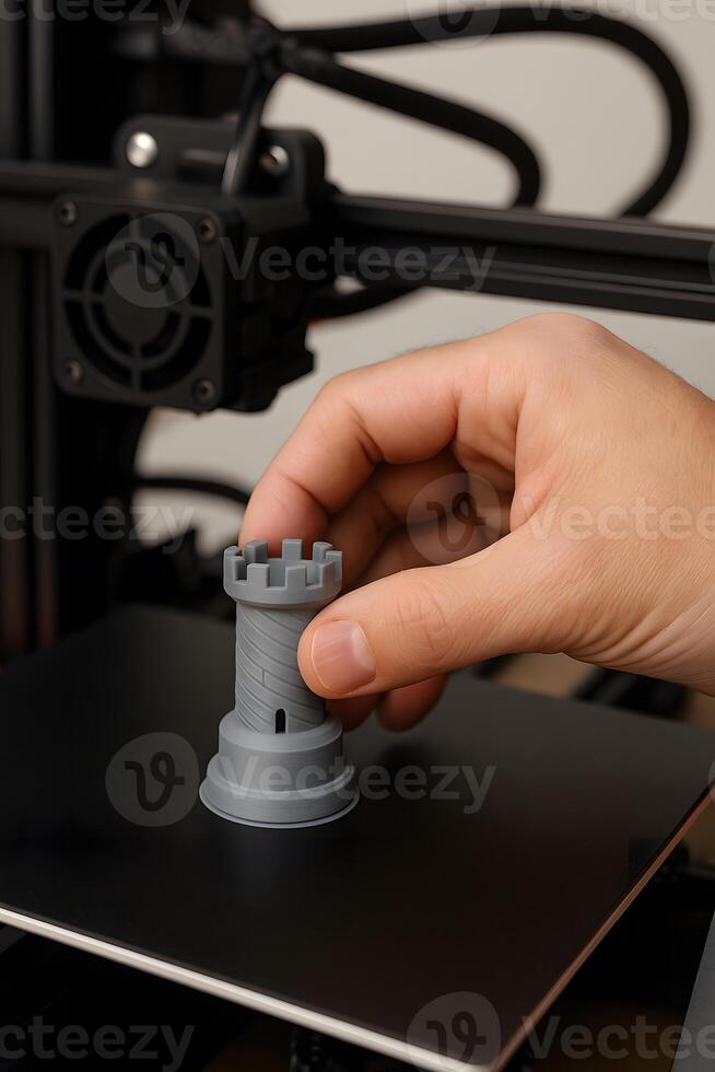 A person is holding a 3d printer in their hand photo