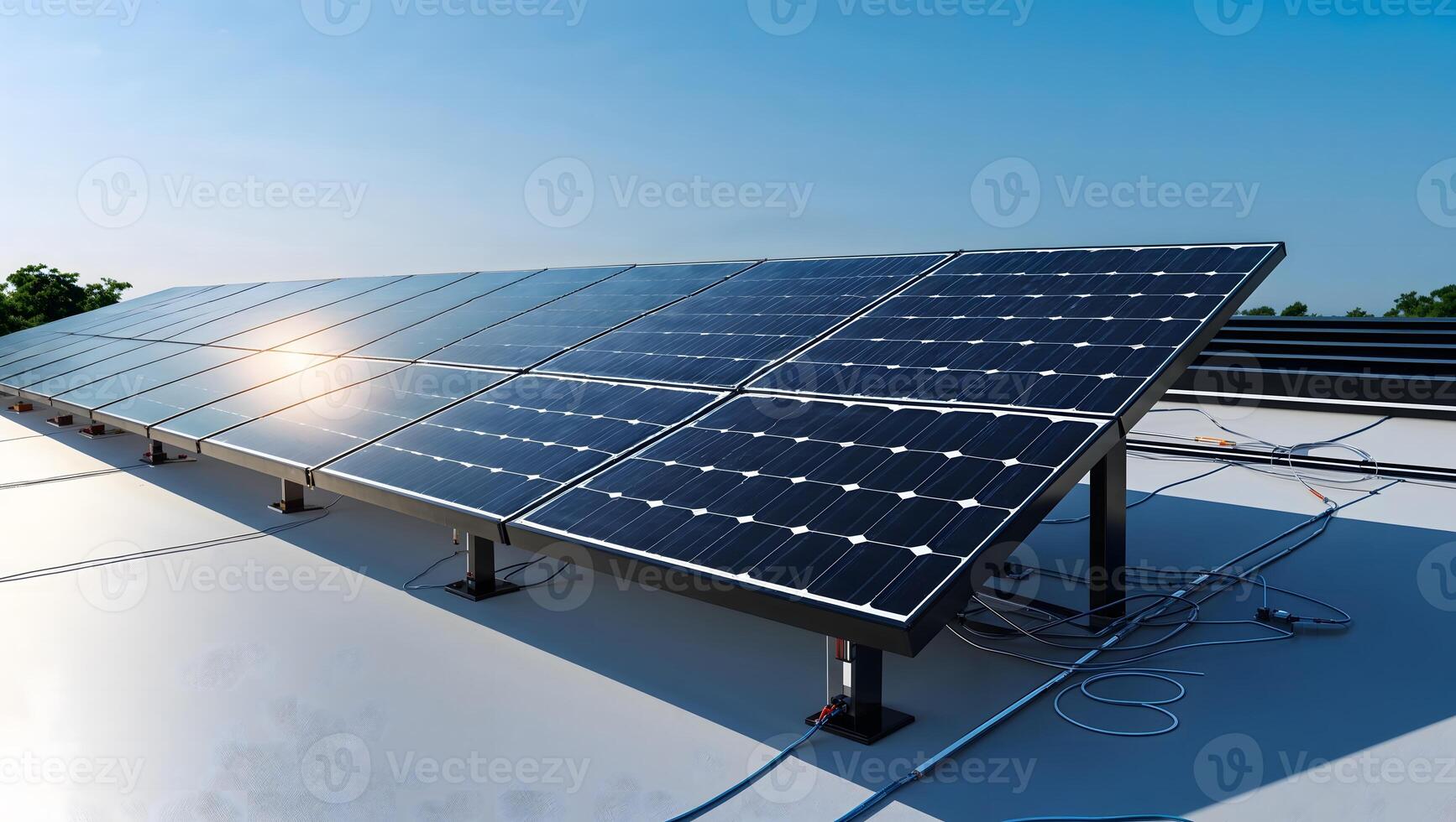 Solar panels on a roof photo