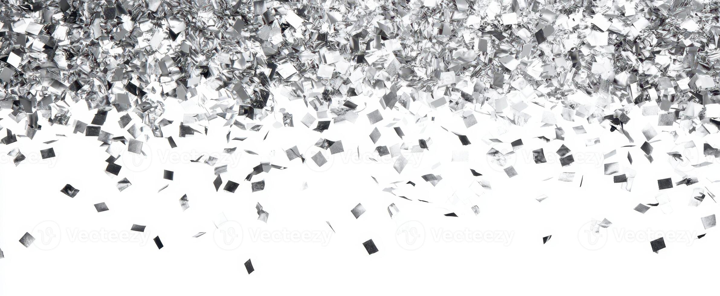The shimmering silver confetti cascading down in a joyful celebration backdrop. photo