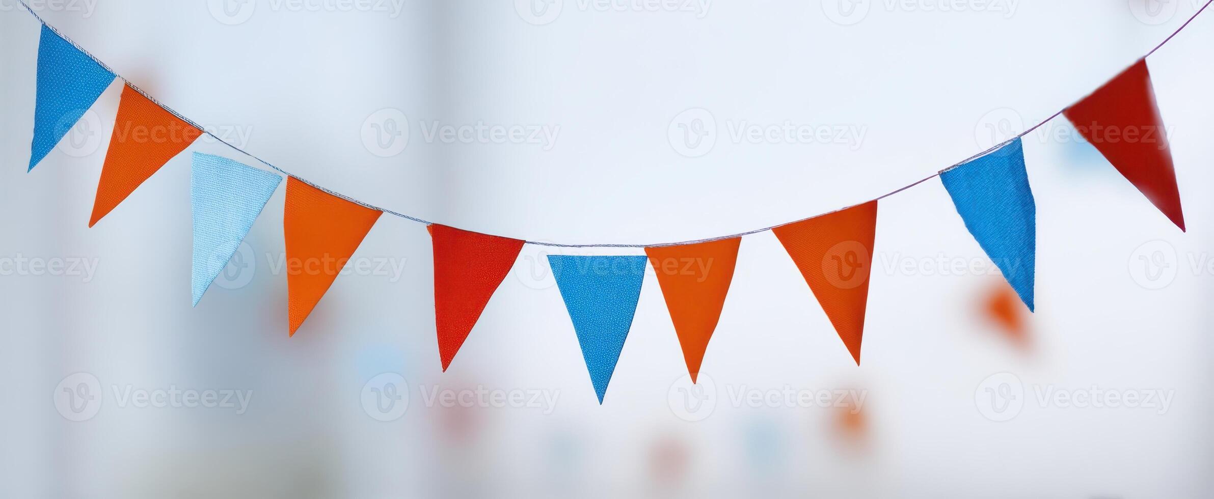 The colorful bunting flags creating a festive atmosphere for celebrations. photo