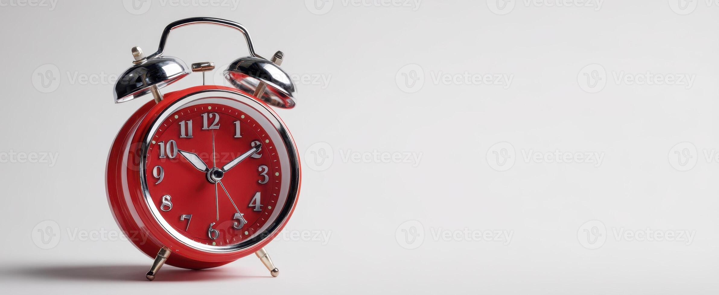 The vibrant red alarm clock symbolizing time management and punctuality photo