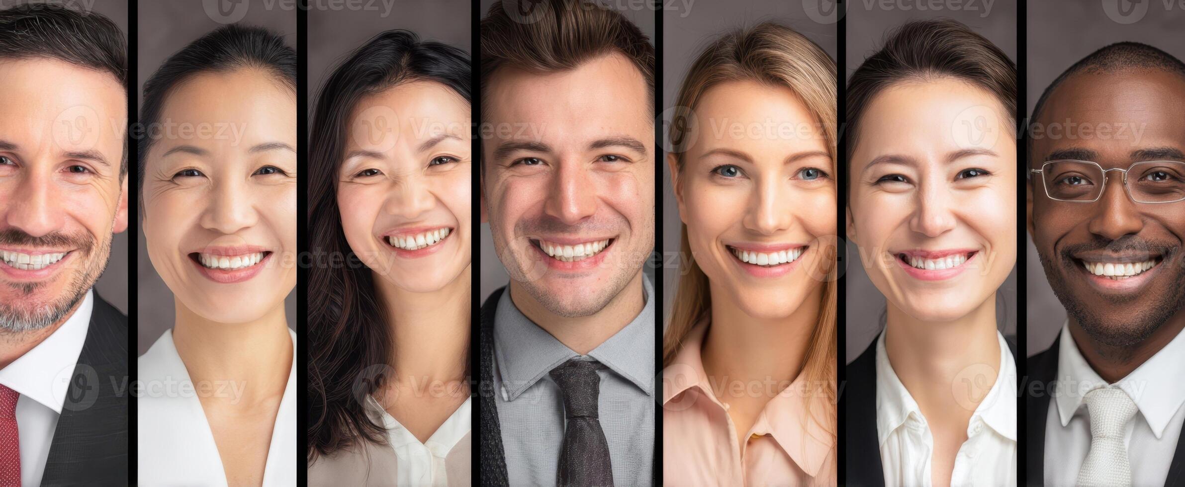 The diverse group of smiling professionals showcasing teamwork and confidence. photo