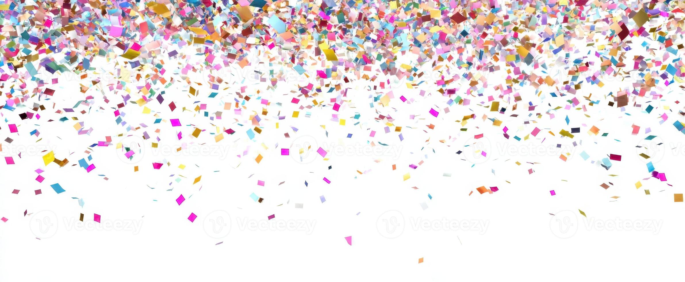The vibrant confetti falling gently from above in a festive celebration setting. photo