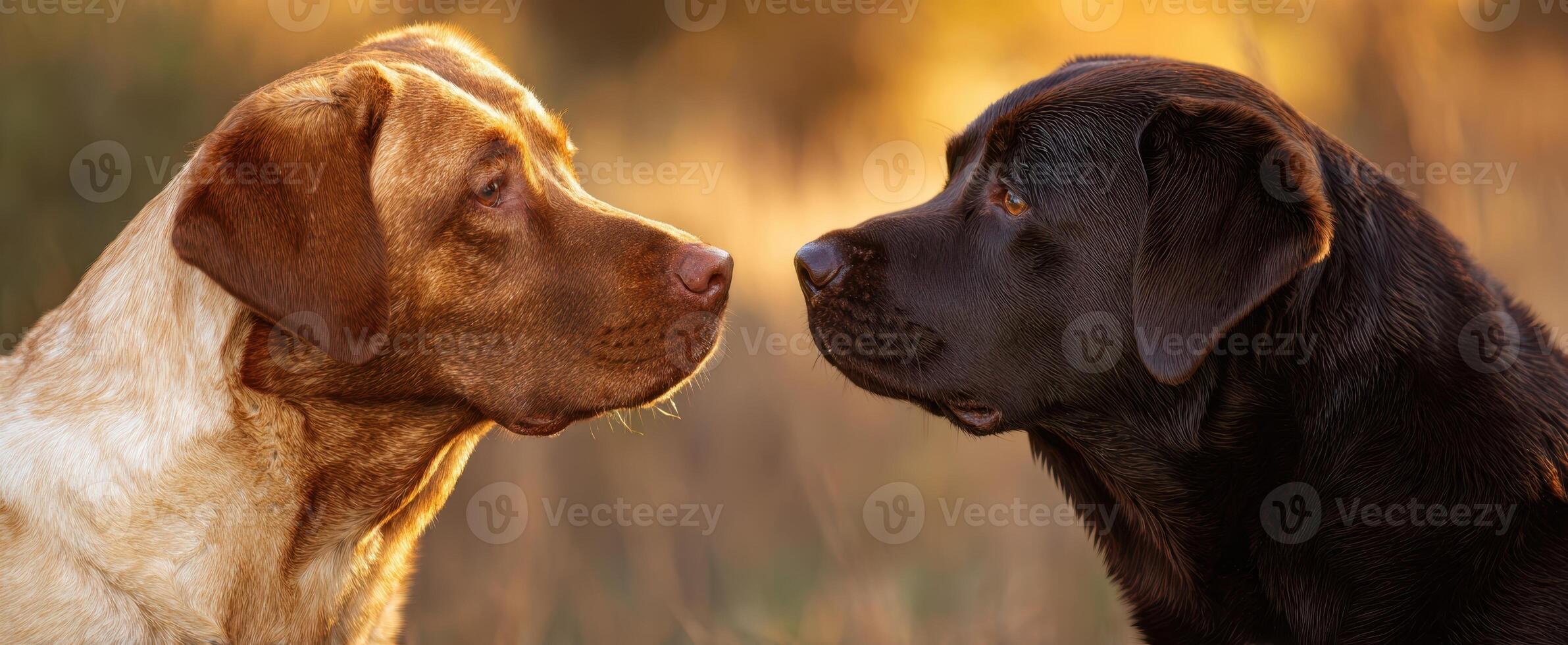 The Labrador Dogs Sharing a Heartfelt Moment at Sunset photo
