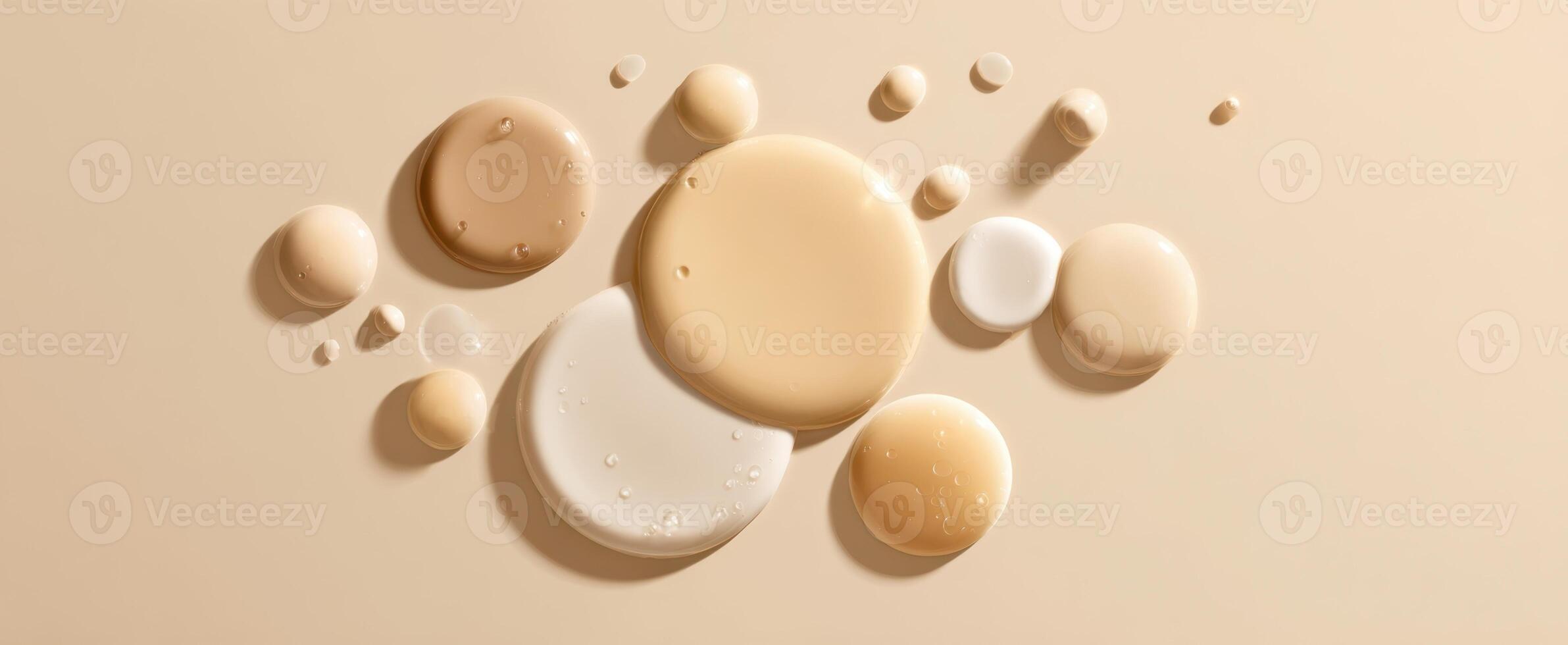 The elegant arrangement of various cosmetic drops creating a beautiful texture. photo