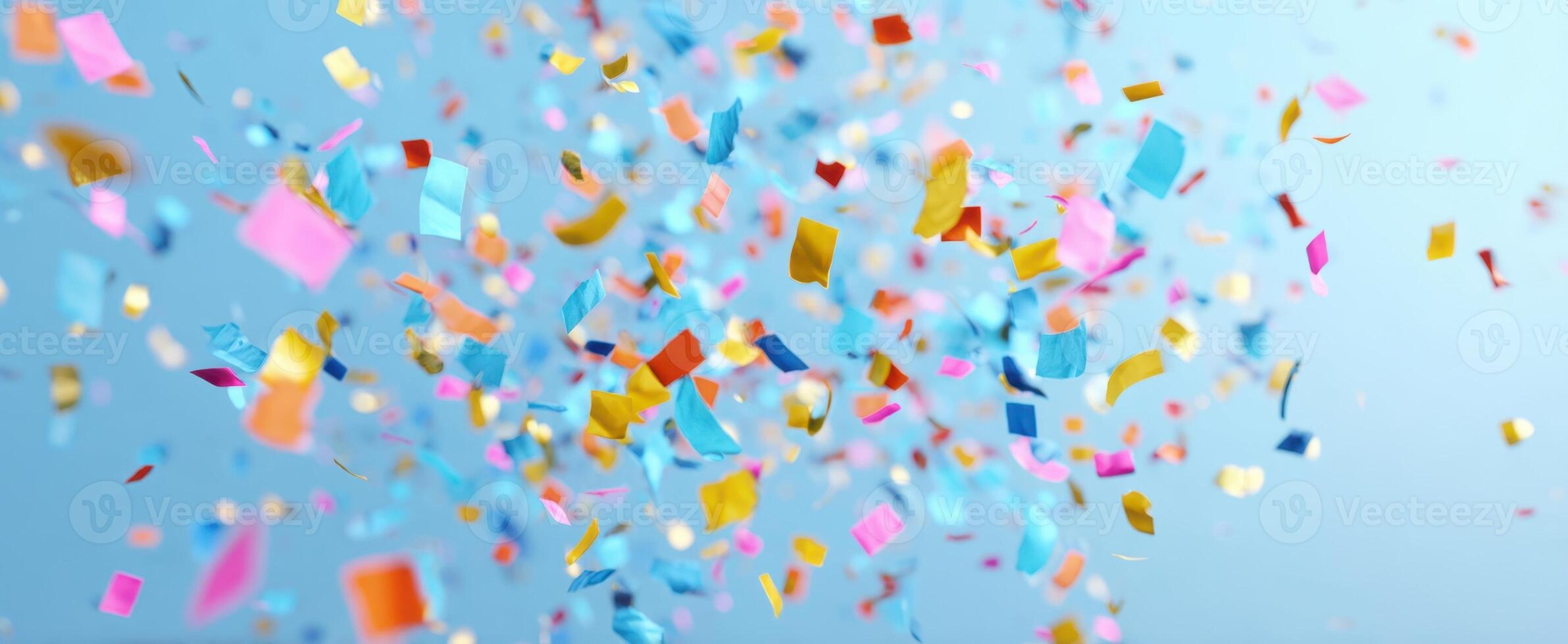 The vibrant explosion of colorful confetti celebrating a joyous occasion. photo