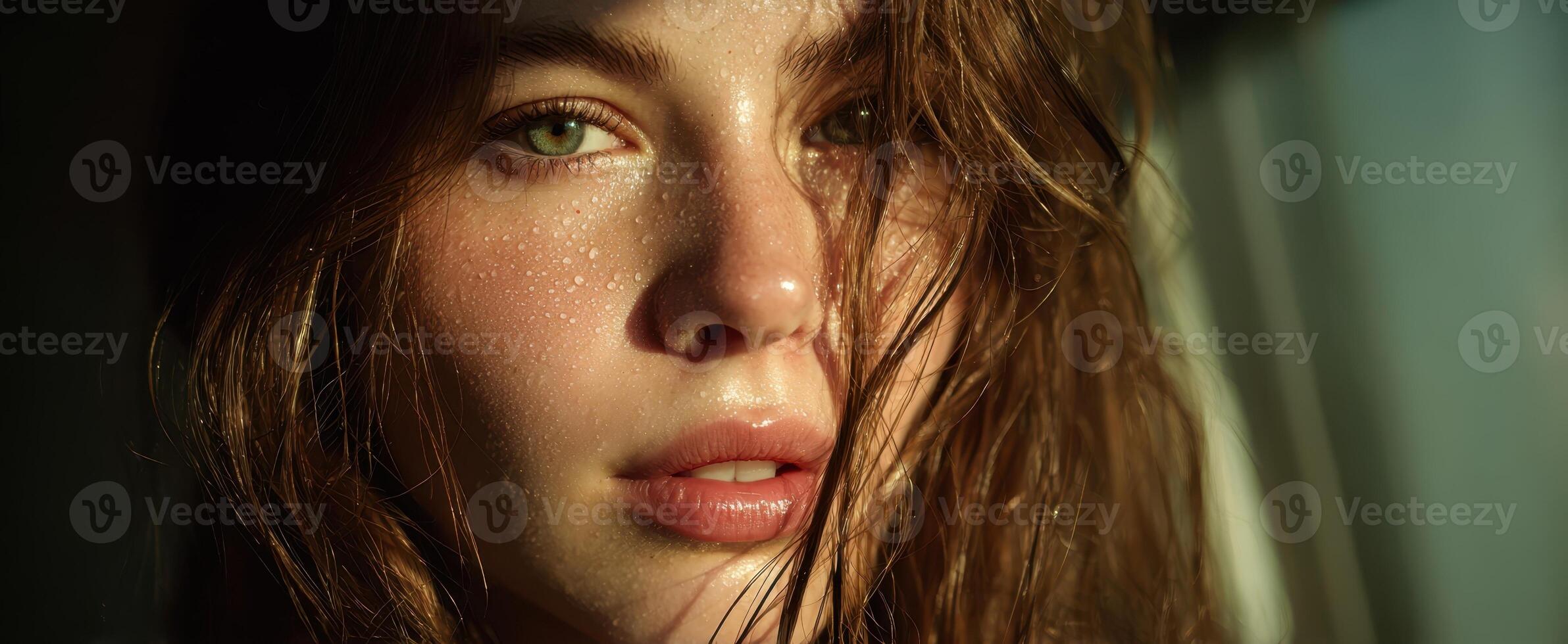 The Glowing Portrait of a Serene Woman with Captivating Eyes photo