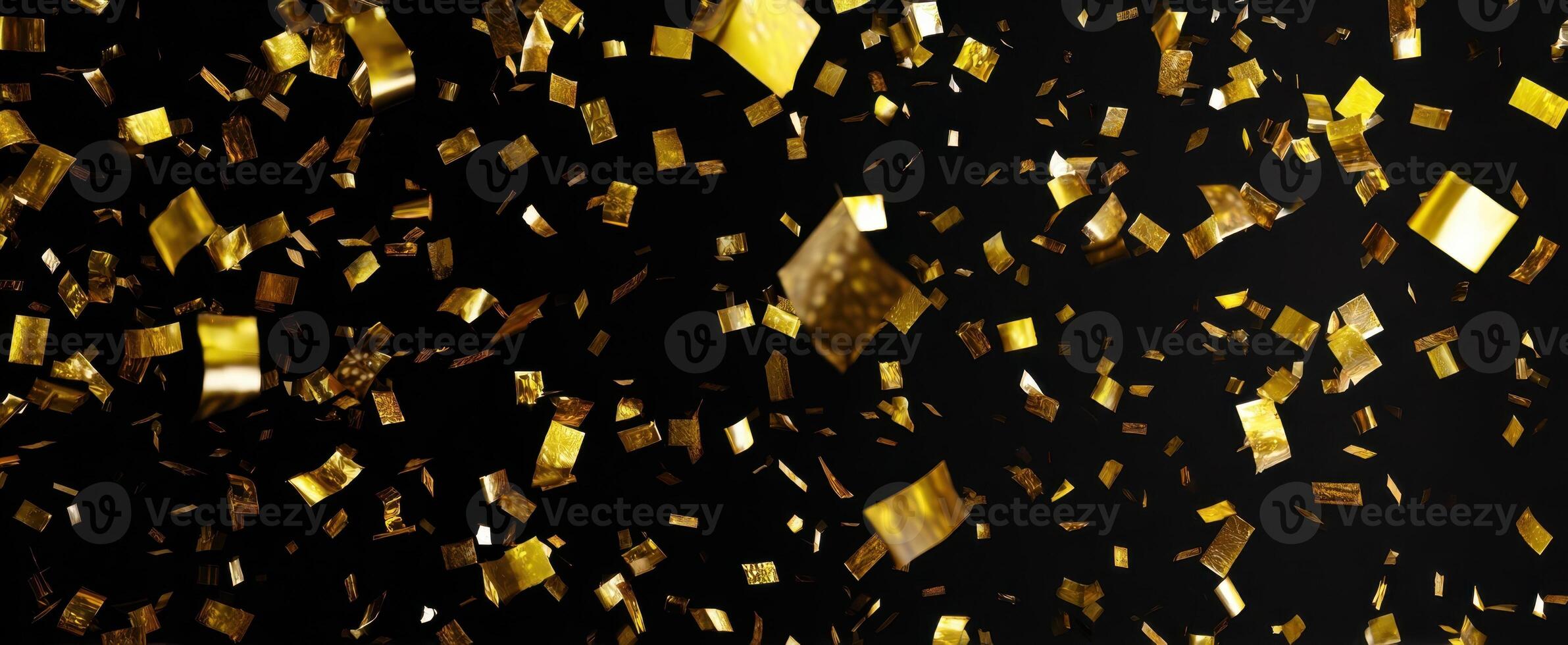 The Golden Confetti Falling Against a Dark Background for Celebratory Moments photo
