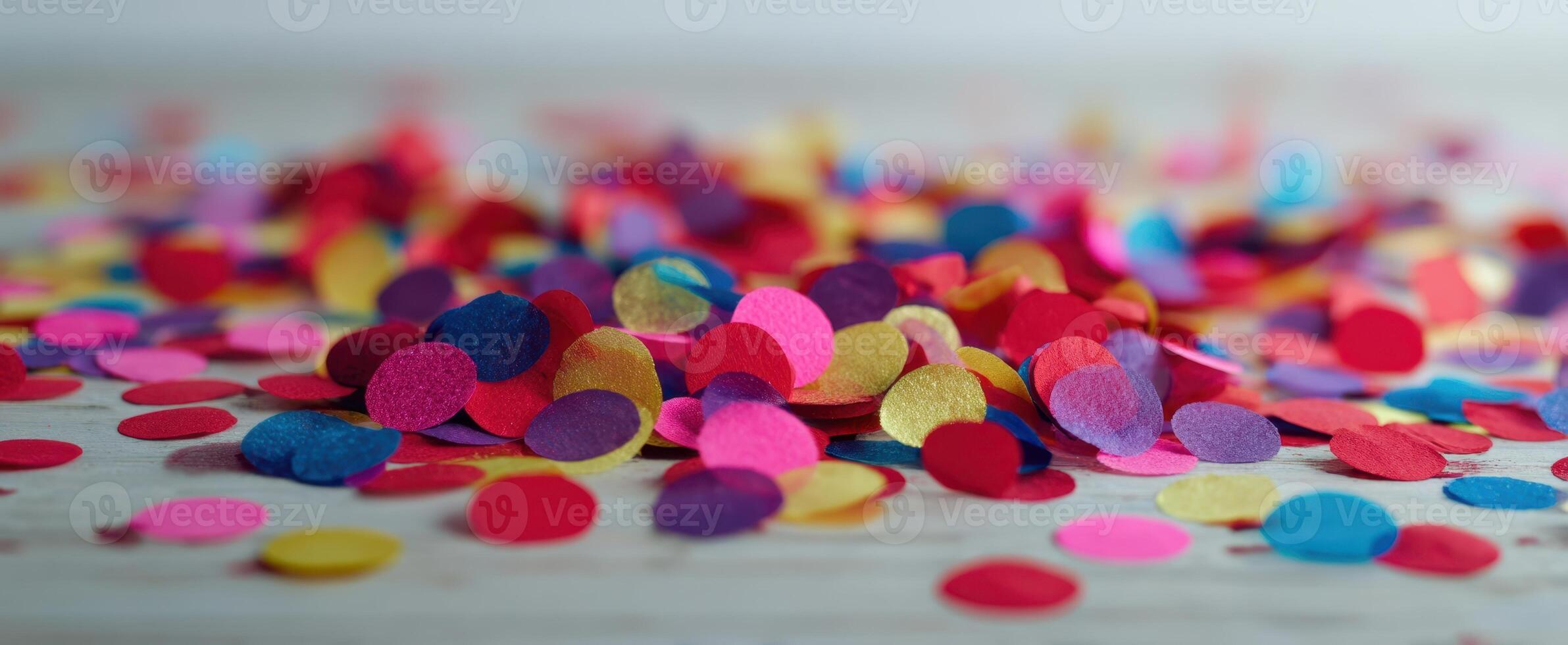 The vibrant confetti scattered across a textured surface celebrating joyful events. photo