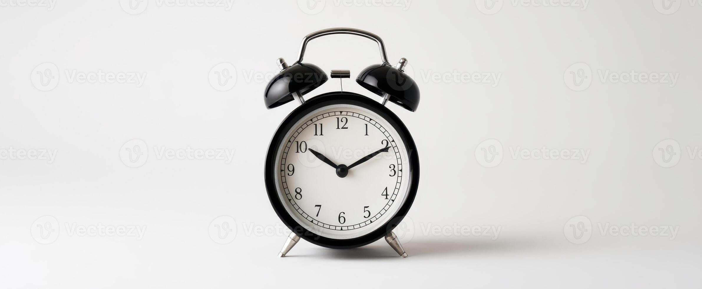 The classic alarm clock representing time management and punctuality in a minimalist setting. photo