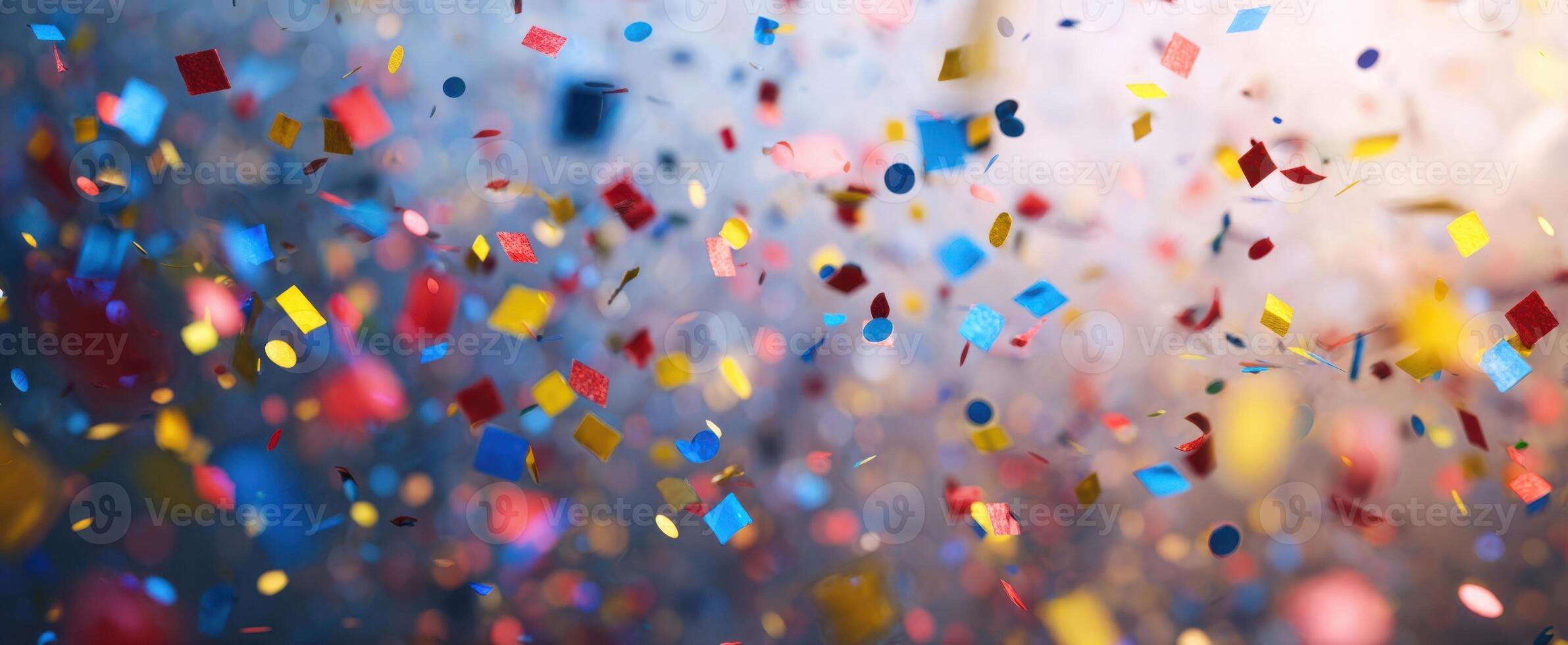 The colorful confetti creating a joyful celebration atmosphere in the air. photo