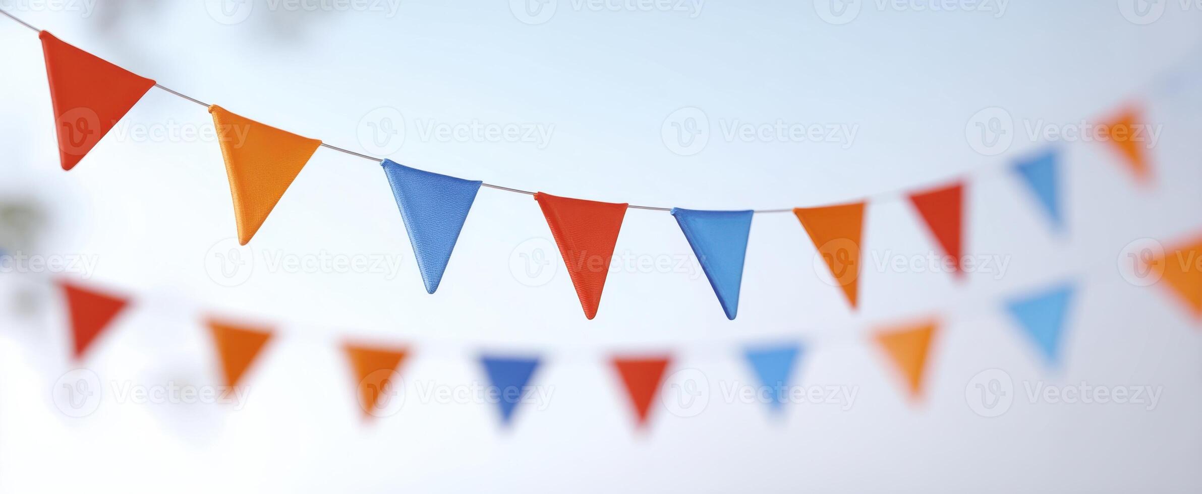 The Colorful Bunting Flags Creating a Festive Atmosphere Outdoors photo