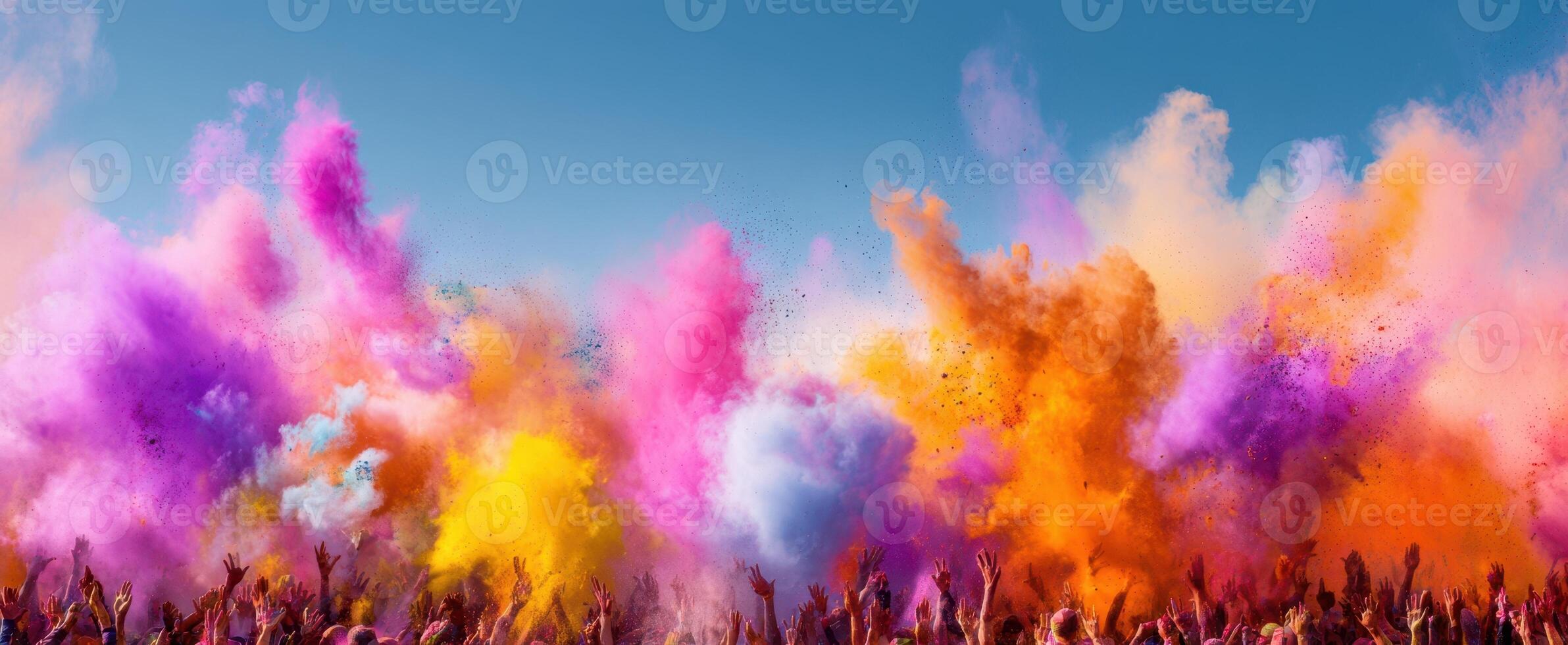 The vibrant celebration of colors at a lively festival event. photo