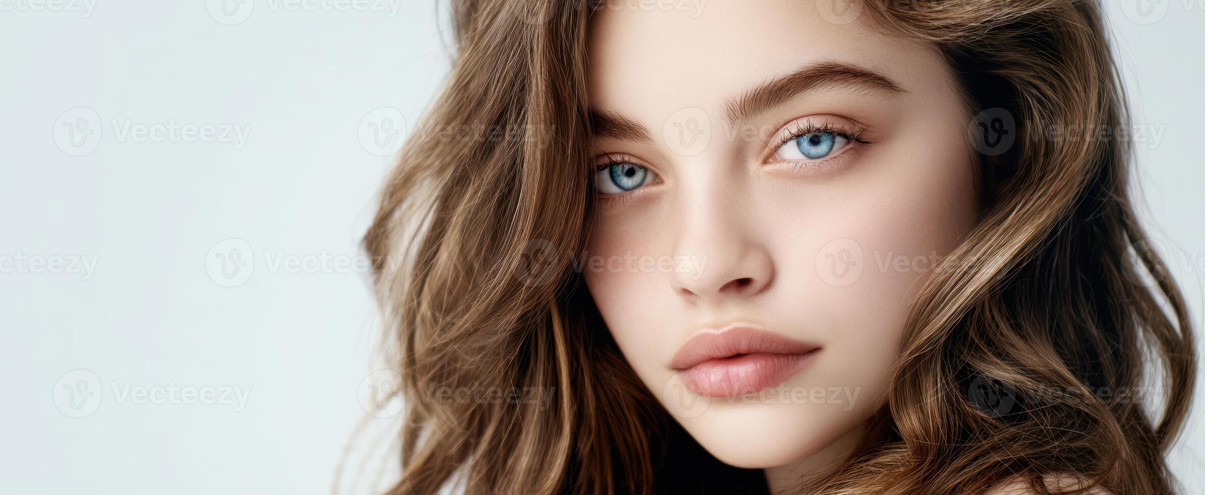 Beautiful young woman with blue eyes photo