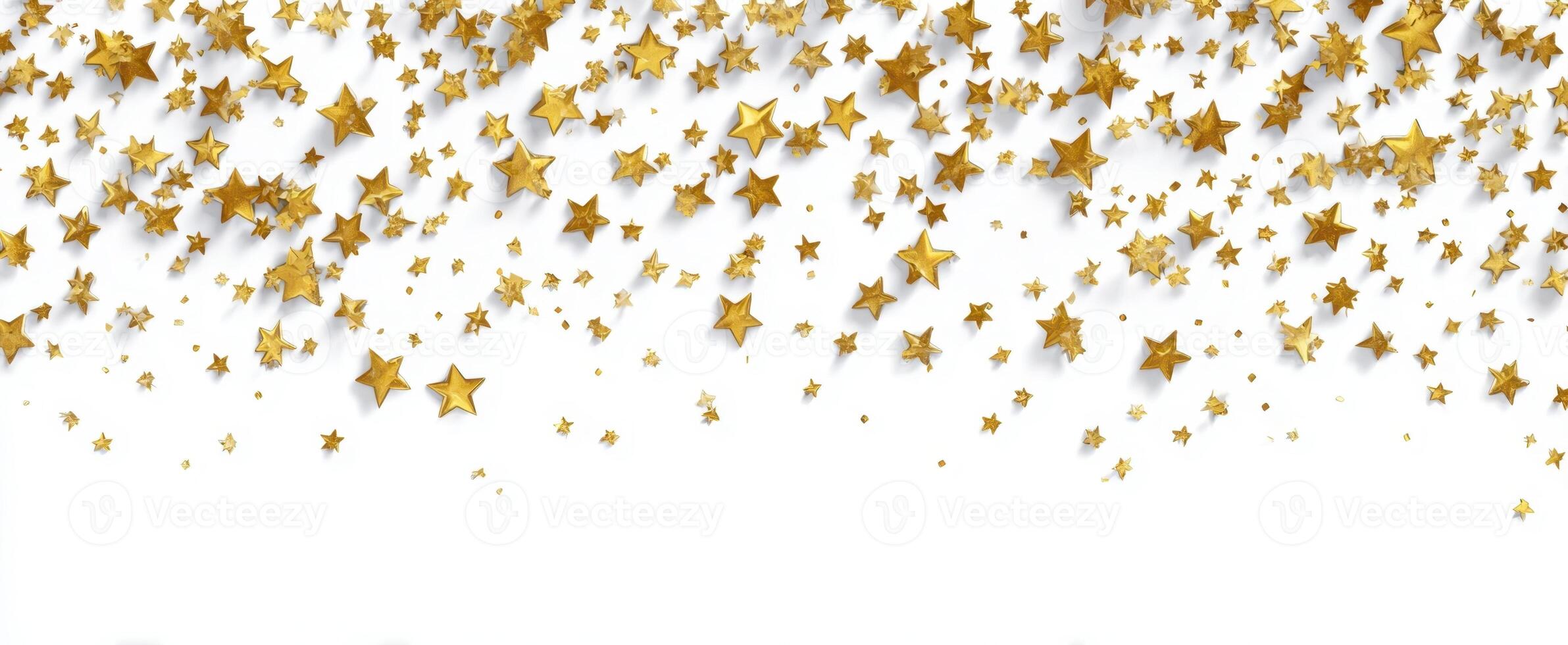 The sparkling golden stars creating a festive celebration background design. photo
