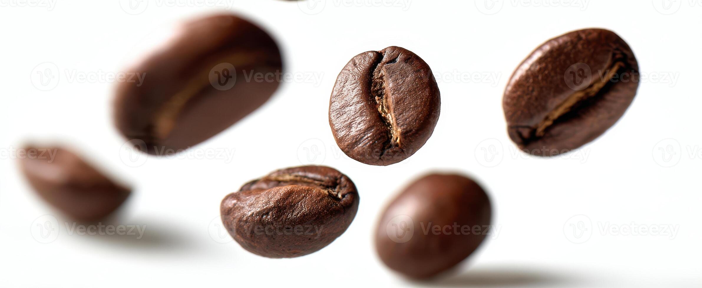 The Floating Coffee Beans Captured in High Detail Against a Minimal Background photo