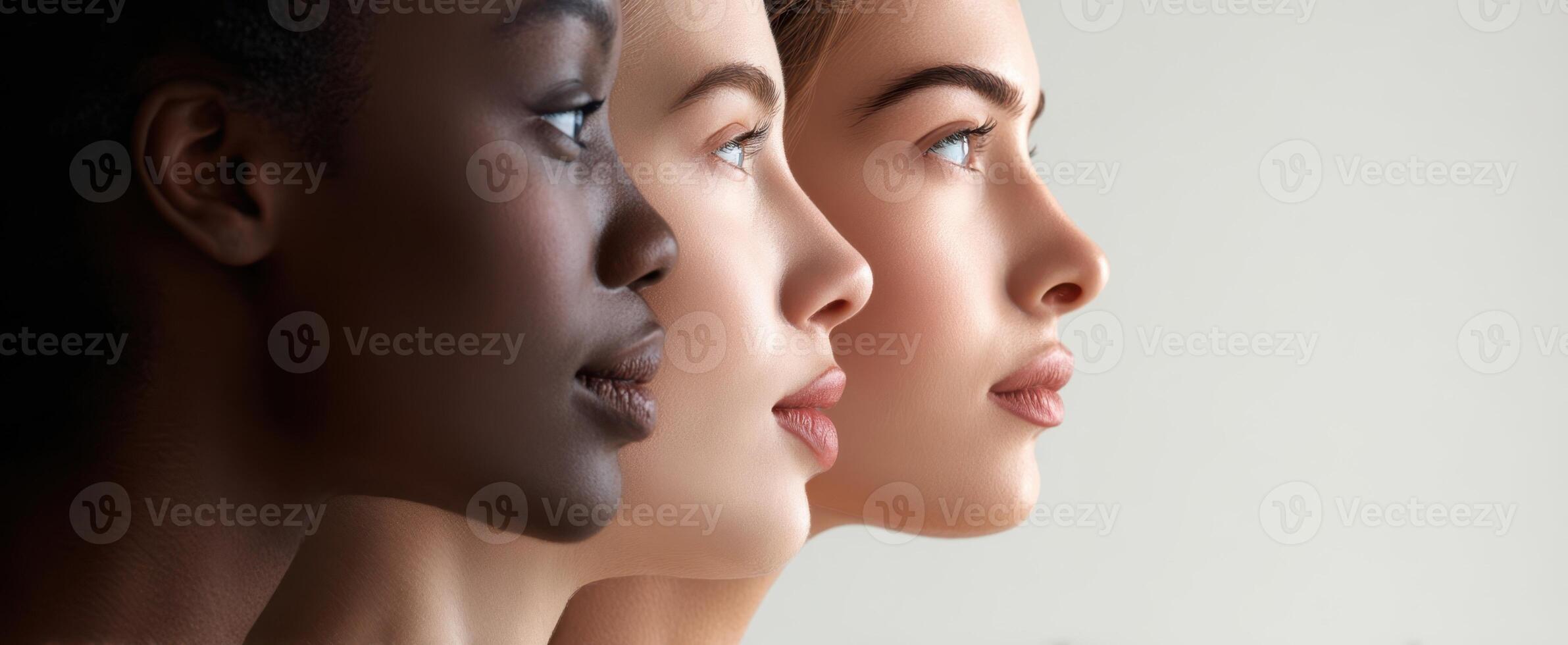 The beautiful profiles of diverse women showcasing unity and strength. photo