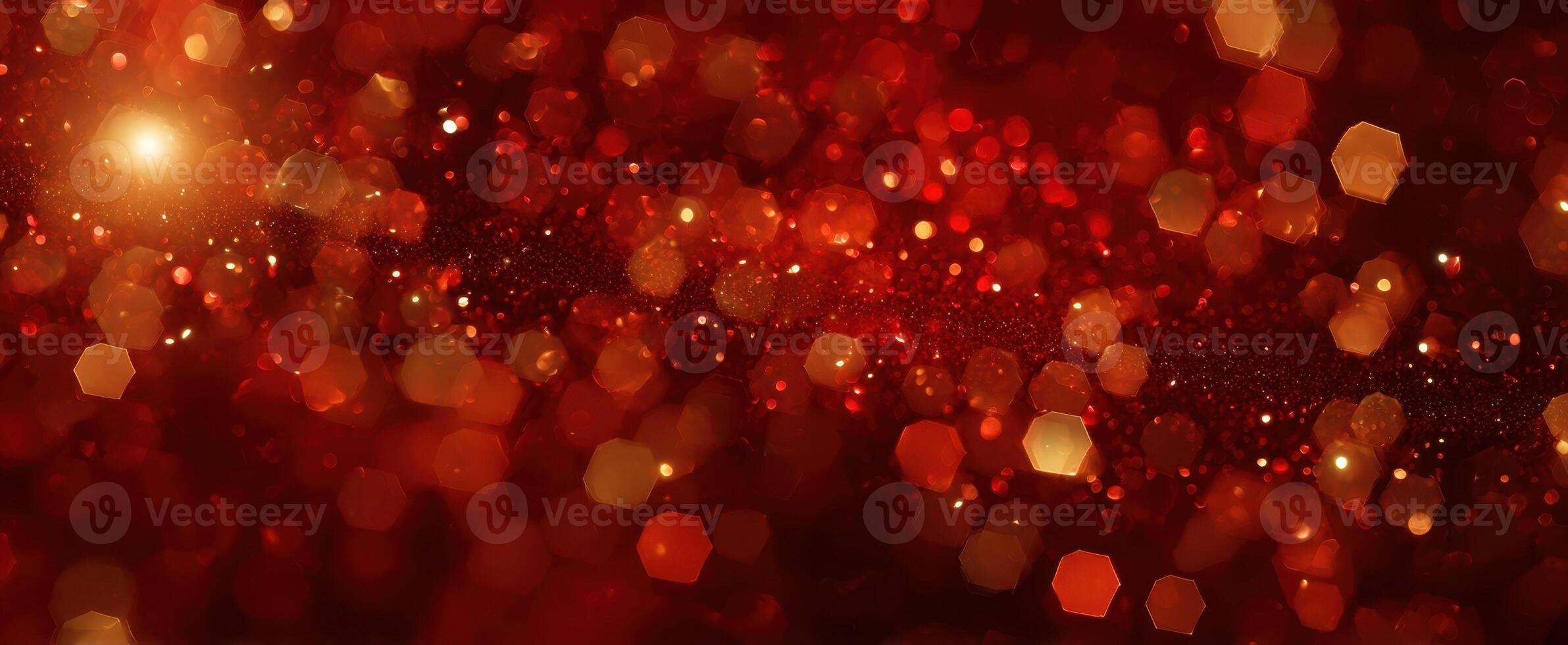 The shimmering red bokeh background creates a warm and festive atmosphere. photo