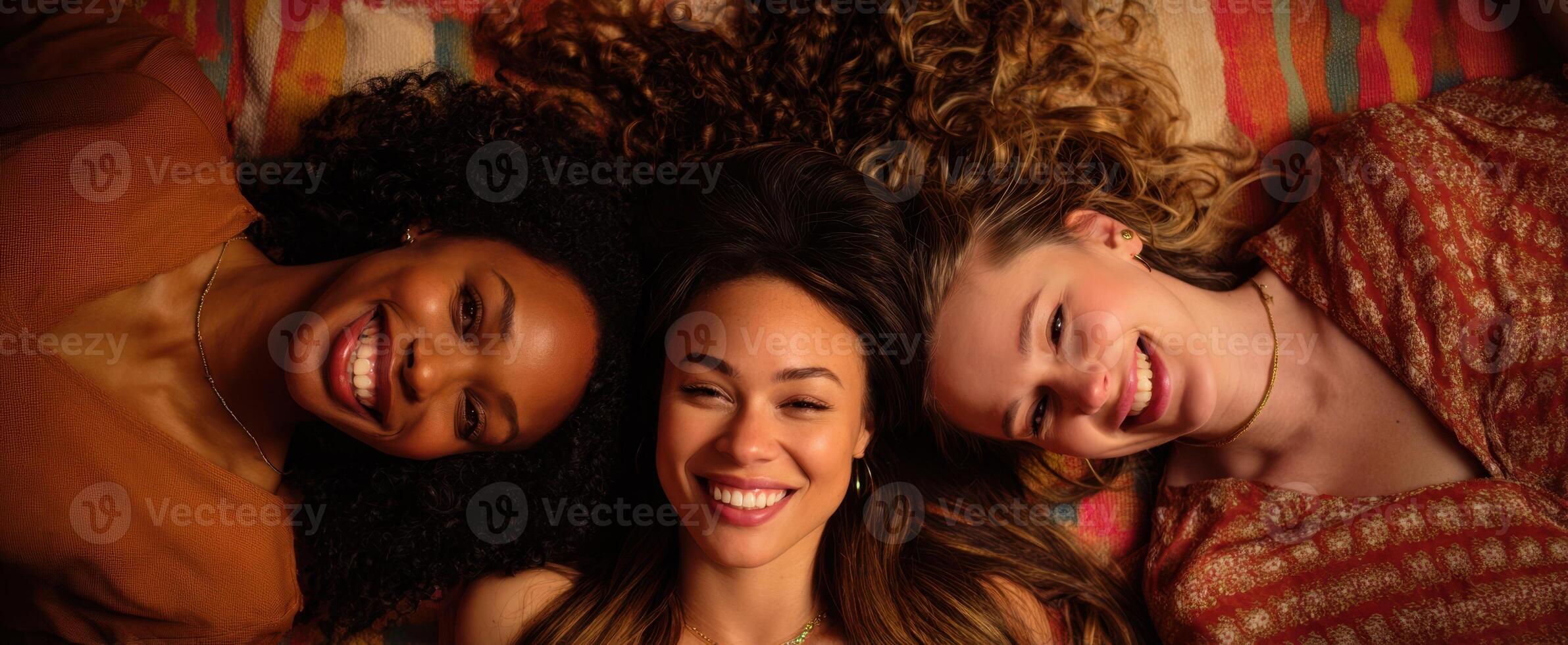 The joyful gathering of friends celebrating their unique bond and diversity. photo