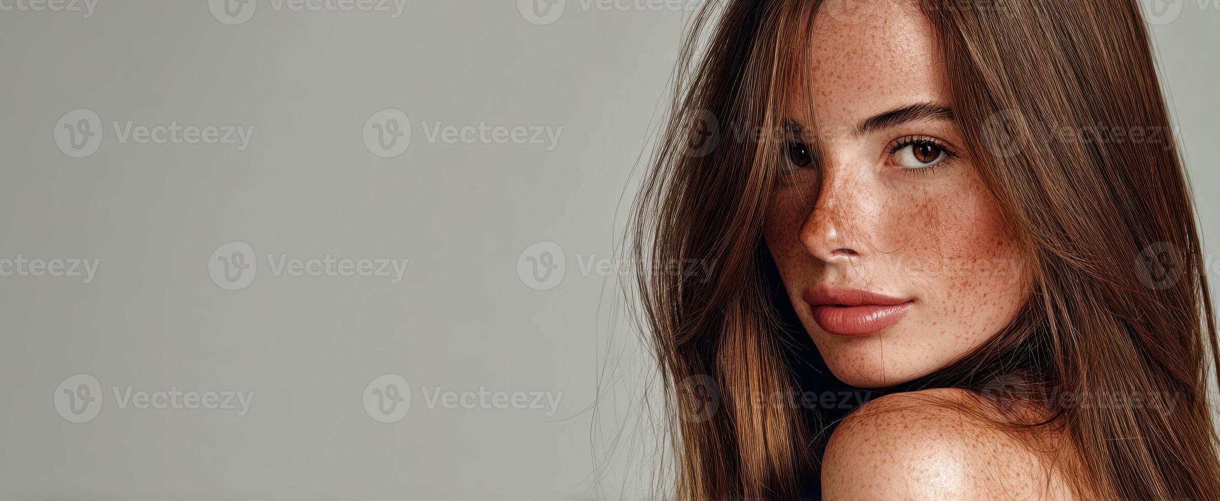 The stunning portrait of a young woman highlighting her natural beauty. photo