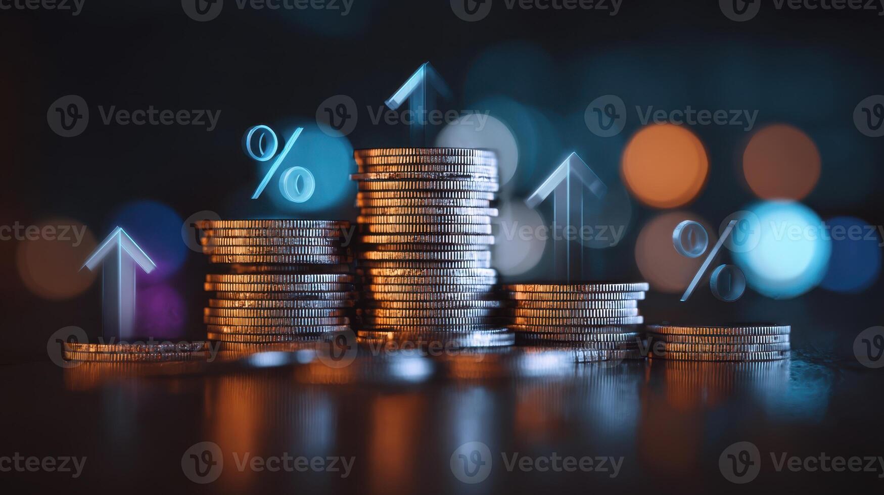The coins representing financial growth and investment potential in a modern setting. photo