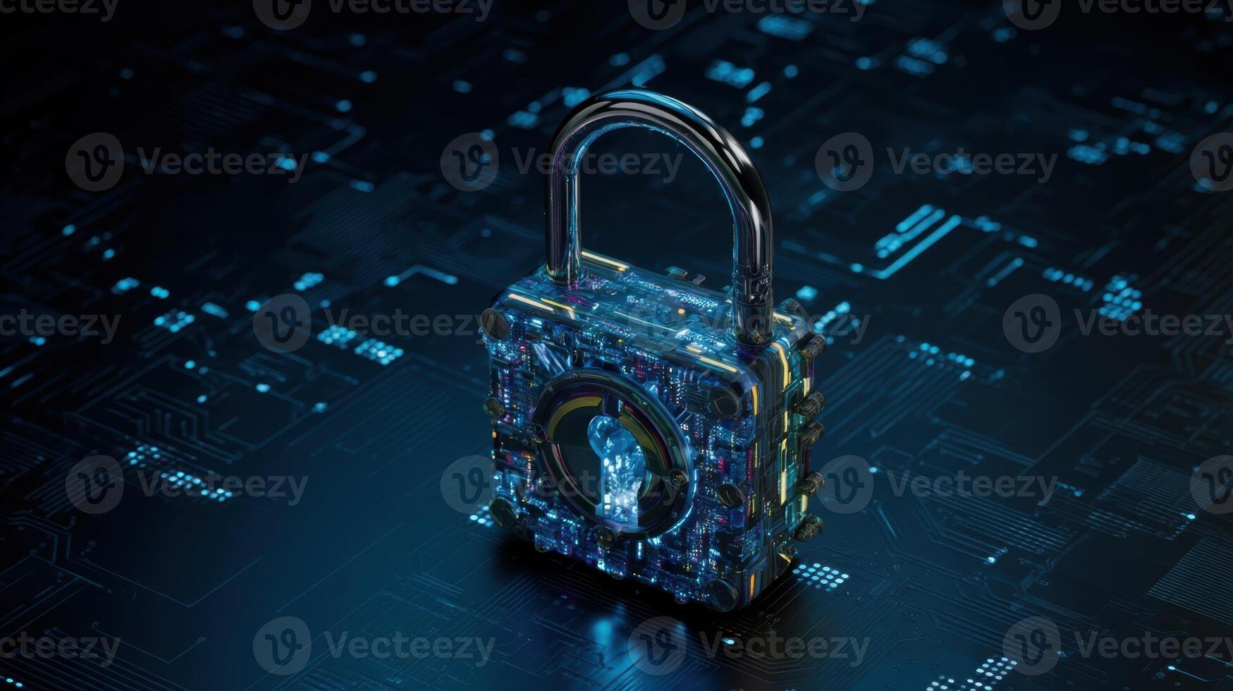 The Digital Padlock Representing Advanced Security in Cyber Technology photo