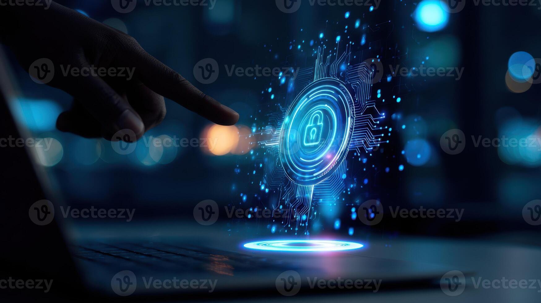 The Digital Lock Symbolizing Advanced Cybersecurity in Modern Technology photo