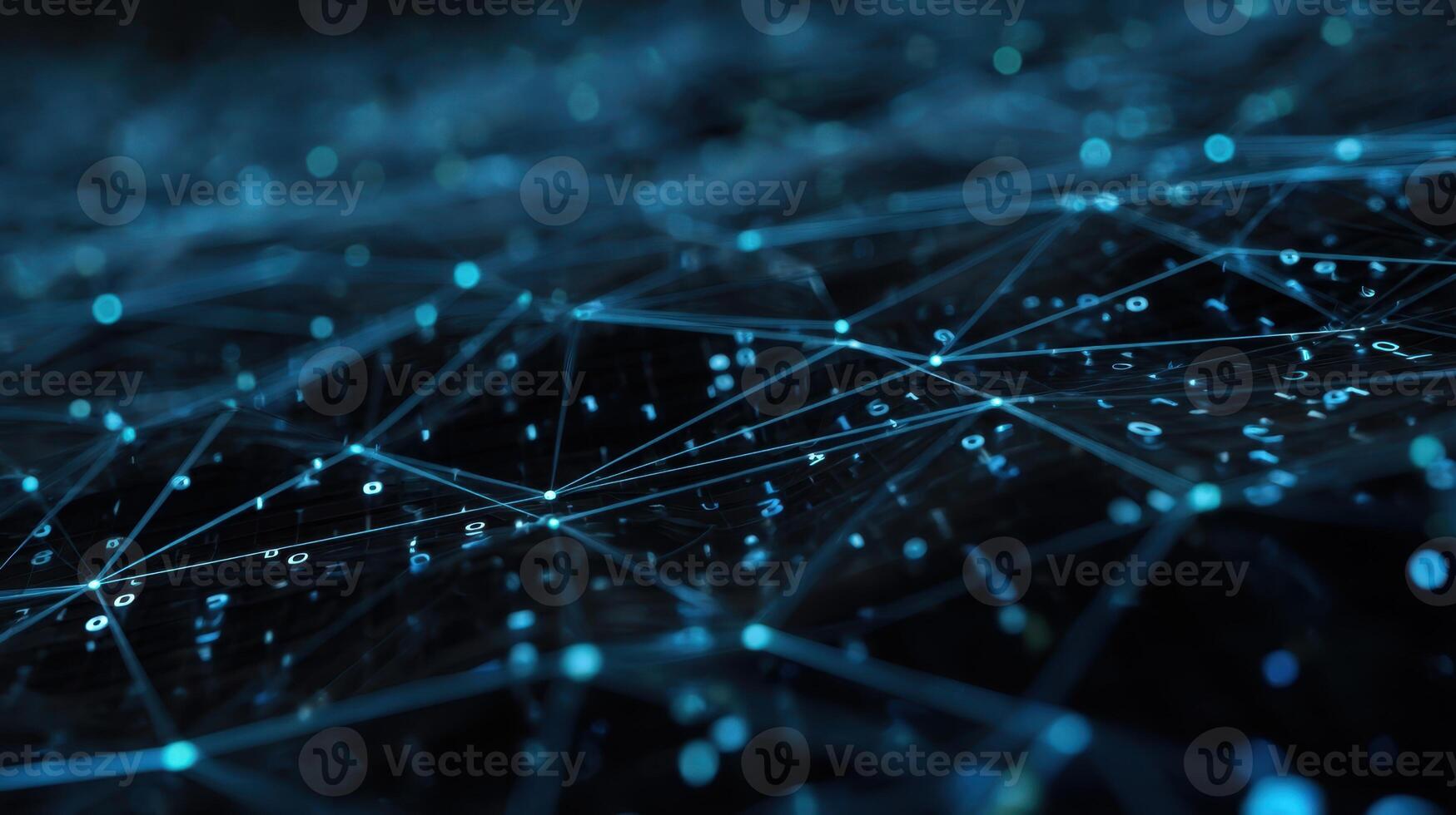 The digital network showcasing an intricate web of connected data points. photo