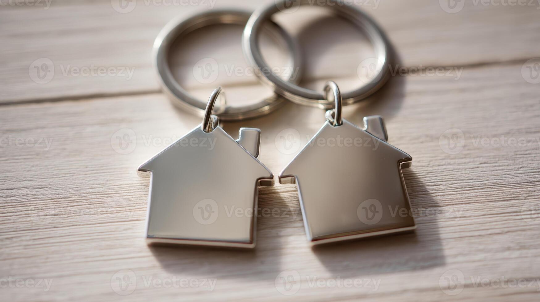 The elegant house-shaped keychains symbolizing new beginnings and home ownership. photo