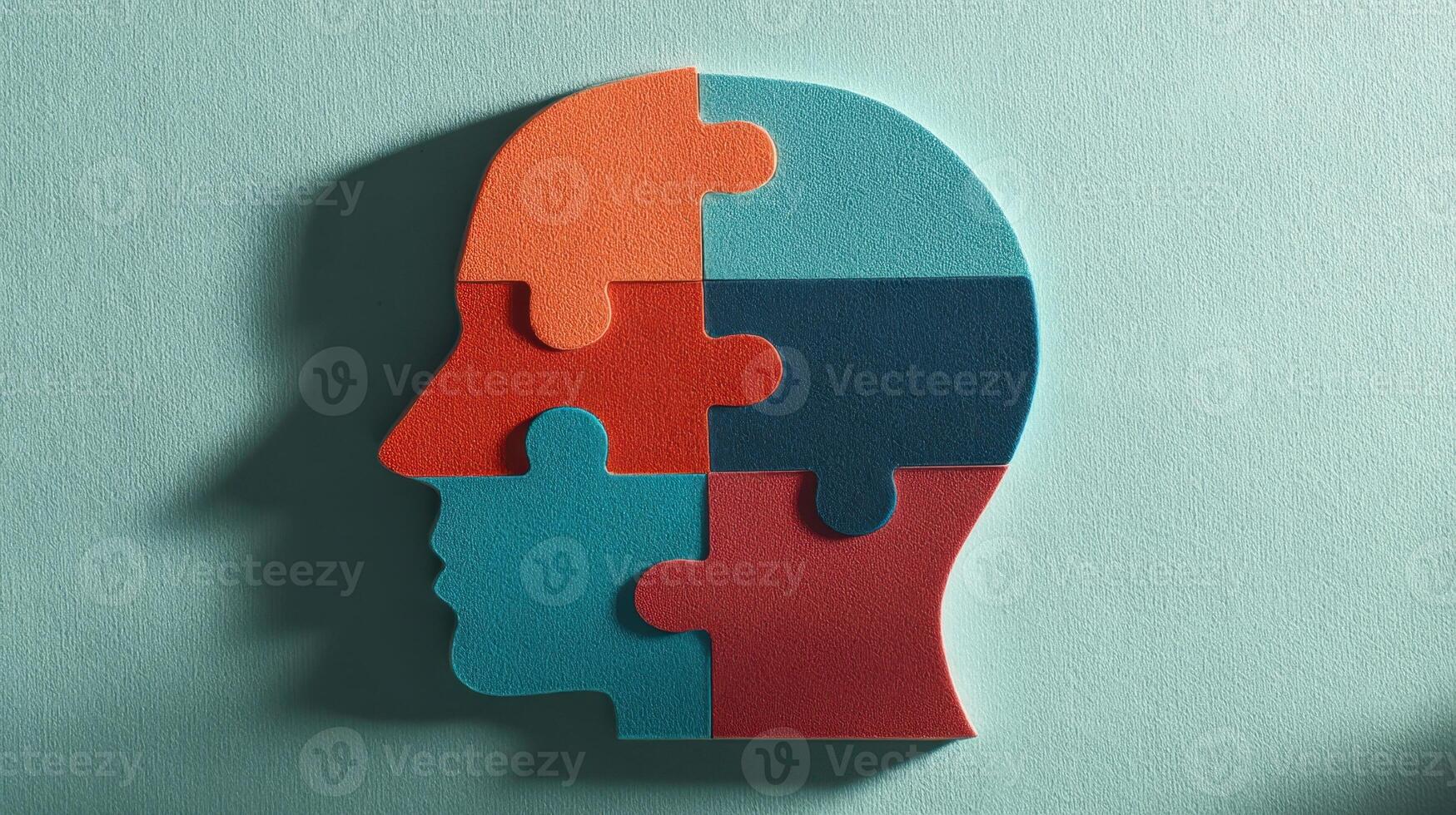 The Puzzle Head Representation of Creative Thinking and Psychology. photo